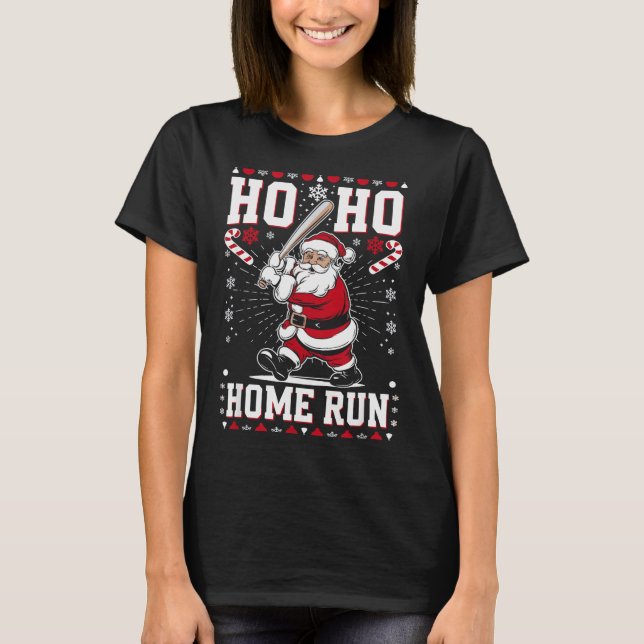 Weihnachts-Santa-Baseball-Homerun-Ho-Ho-Homerun , T-Shirt (Vorderseite)