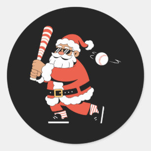 Weihnachts-Santa-Baseballschläger-Candy-Cane-Schlä Runder Aufkleber
