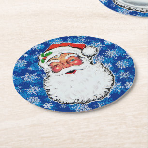 Weihnachts-Santa-Blinzeln-Cute-Feiertags-Cute-Must Runder Pappuntersetzer