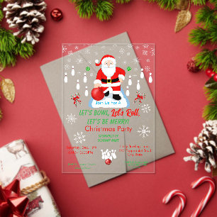 Weihnachts-Santa-Bowling-Party Acryleinladungen