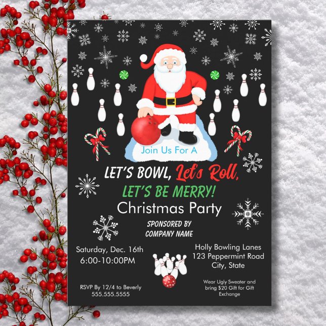 Weihnachts-Santa-Bowling-Party Einladung (Von Creator hochgeladen)