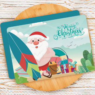 Weihnachts-Santa-Claus-am-Strand-Karte