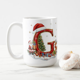 Weihnachts-Santa-Claus-Elf-Pinguin-Alphabet G Kaffeetasse