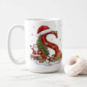 Weihnachts-Santa-Claus-Elf-Pinguin-Alphabet S Kaffeetasse