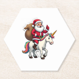 Weihnachts-Santa-Claus-Reit-Einhorn - Xmas Mädchen Untersetzer