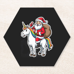 Weihnachts-Santa-Claus-Reit-Einhorn - Xmas Mädchen Untersetzer
