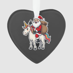 Weihnachts-Santa-Claus-Reitender-Einhorn - Xmas Mä Ornament