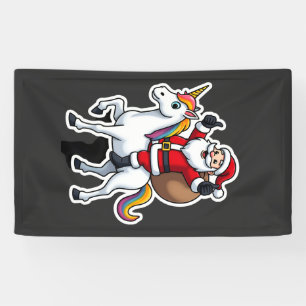 Weihnachts-Santa-Claus-Reitendes-Einhorn - Xmas Mä Banner