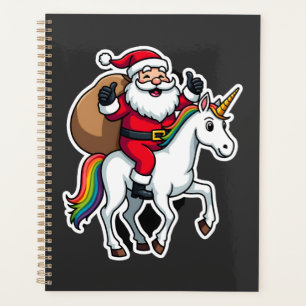 Weihnachts-Santa-Claus-Reitendes-Einhorn - Xmas Mä Planer