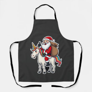 Weihnachts-Santa-Claus-reitet-Einhorn - Xmas Mädch Schürze