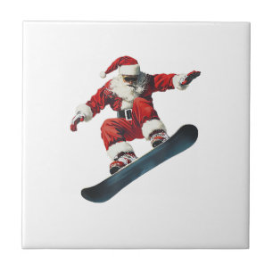 Weihnachts Santa Claus Snowboard Snowboardfahren S Fliese