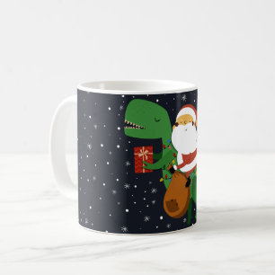 Weihnachts-Santa-Claus-T-Rex-Dinosaurier-Schlitten Kaffeetasse