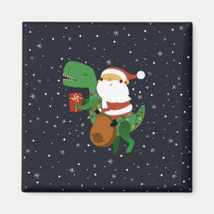 Weihnachts-Santa-Claus-T-Rex-Dinosaurier-Schlitten Magnet