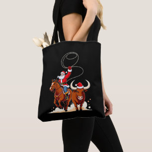 Weihnachts-Santa-Cowboy-Lasso-Stier-Reiten-Rodeo