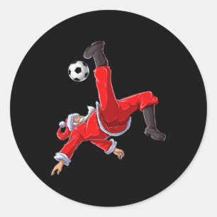 Weihnachts-Santa-Fußball-Fahrrad-Kick Xmas Jungen  Runder Aufkleber
