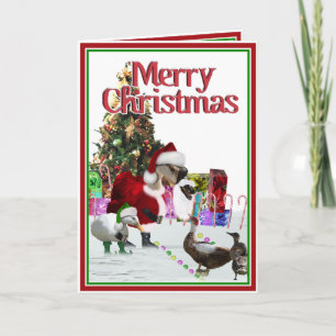 Weihnachts-Santa-Gans und Enten Feiertagskarte