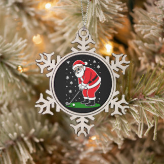 Weihnachts-Santa-Golf-Golfen-Schneeflocken-Golfer Schneeflocken Zinn-Ornament