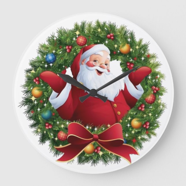 Weihnachts-Santa Große Wanduhr (Vorderseite)