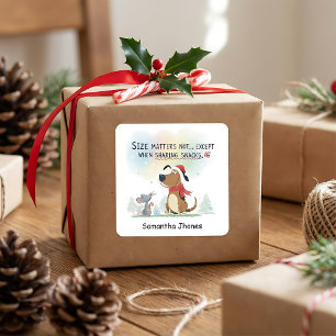 Weihnachts-Santa-Hund-Aquarell festlich Quadratischer Aufkleber