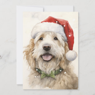 Weihnachts Santa Hund Flach Feiertagskarte