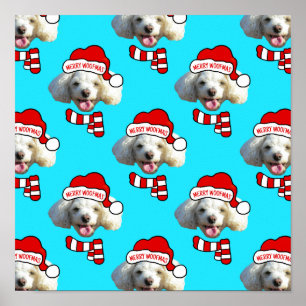 Weihnachts-Santa-Hund Individuelles Foto-Muster Poster