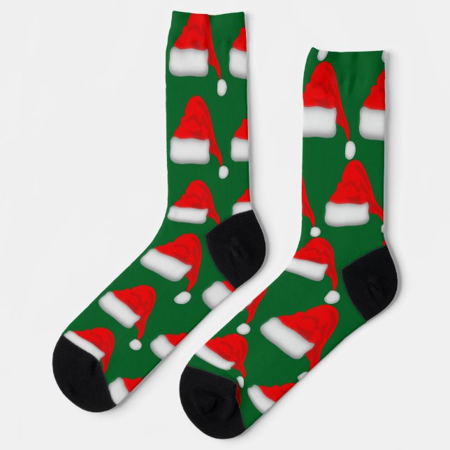 Weihnachts-Santa-Hut-Design-Socken Socken (Linkes Detail)