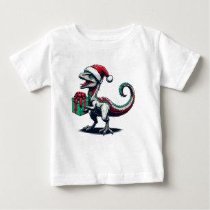 Weihnachts-Santa-Hut-Raptor Baby T-shirt