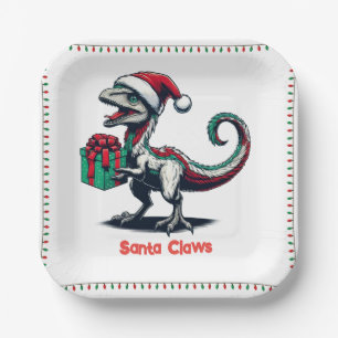 Weihnachts-Santa-Hut-Raptor Pappteller