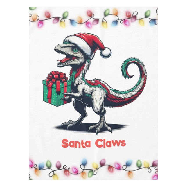 Weihnachts-Santa-Hut-Raptor  Tischdecke (Vorderseite)