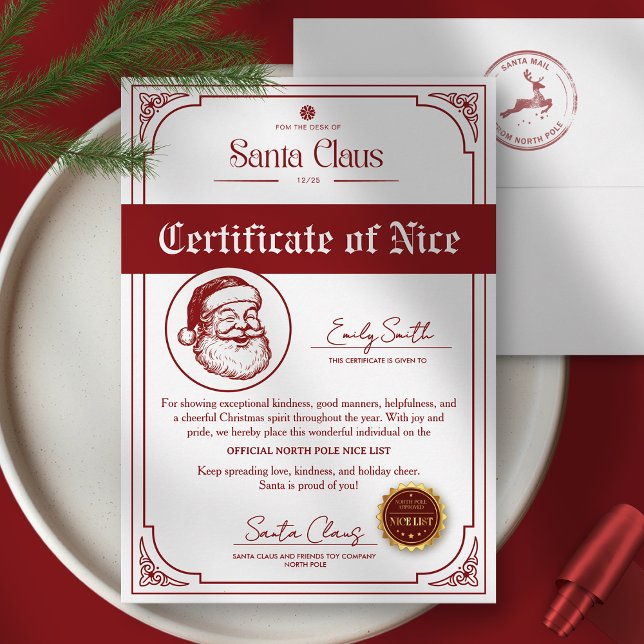 Weihnachts-Santa-Nice-List-Urkunde Einladung (Von Creator hochgeladen)