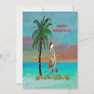 Weihnachts-Santa-Pelikan-Flach-Weihnachtskarte-Kun Feiertagskarte