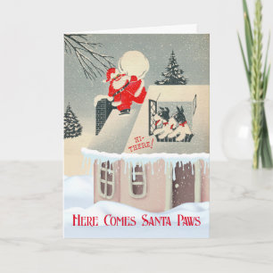 Weihnachts-Santa-Pfoten mit Fox-Terriern Karte