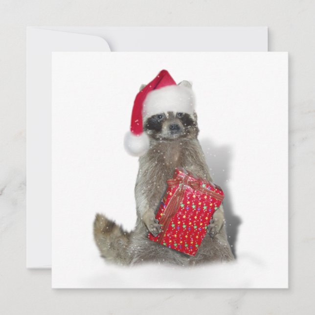 Weihnachts Santa Raccoon Bandit Einladung (Vorderseite)