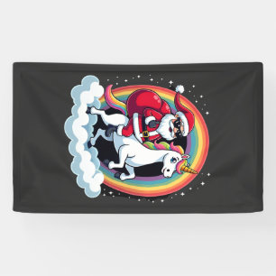 Weihnachts-Santa-Reit-Einhorn Xmas Mädchen Frauen Banner