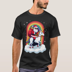 Weihnachts-Santa-Reit-Einhorn Xmas Mädchen Frauen T-Shirt