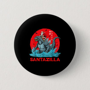 Weihnachts-Santa reitet auf japanischem Monster Ka Button