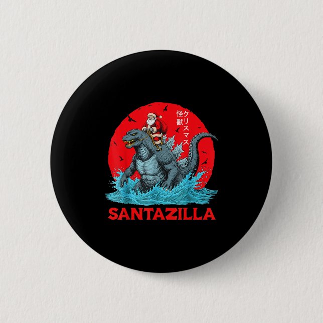 Weihnachts-Santa reitet auf japanischem Monster Ka Button (Vorderseite)