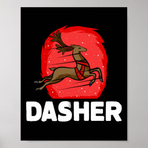 Weihnachts-Santa-Rentier faules Kostüm Dasher Poster