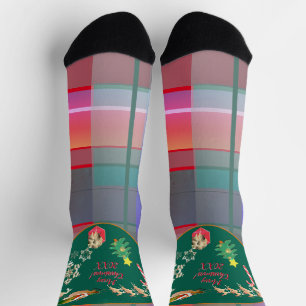 Weihnachts-Santa-Rentier-Kariert  Socken