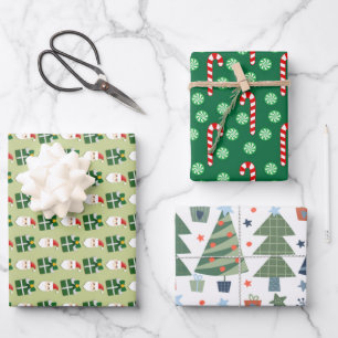 Weihnachts-Santa-Rot-Grün-Festlich  Geschenkpapier Set