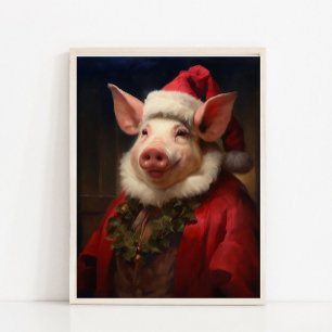 Weihnachts-Santa-Schwein Vintage-Porträt, viktoria Poster