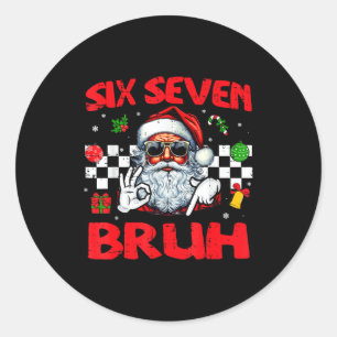 Weihnachts-Santa-Sechs-Sieben-Bruh-67-Meme-6-7-Män Runder Aufkleber
