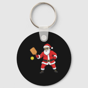 Weihnachts-Santa spielt Pickleball für Jungen-Teen Schlüsselanhänger