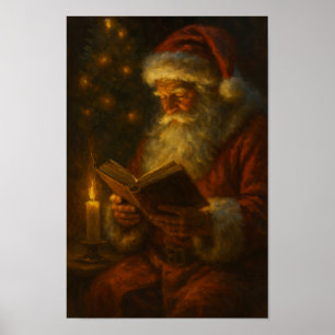 Weihnachts-Santa-Warme-Kerzenlicht-Plakat-Papier Poster
