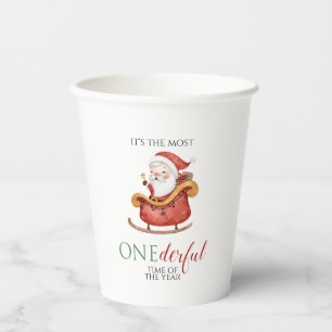 Weihnachts-Santa Wundervoller Erster Geburtstag Pappbecher