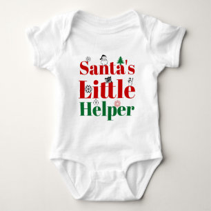 Weihnachts Santas Helper rot und grün Typografie Baby Strampler