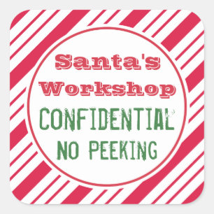 Weihnachts-Santas-Werkstatt-Geschenkanhänger-Aufkl Quadratischer Aufkleber