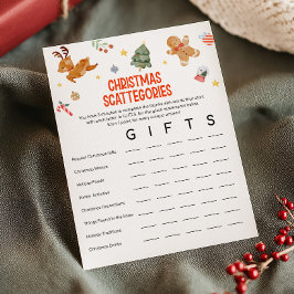 Weihnachts-Scattegories-Spiel Feiertagskarte