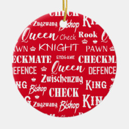 Weihnachts Schachspieler Rot und Weiß Keramik Ornament