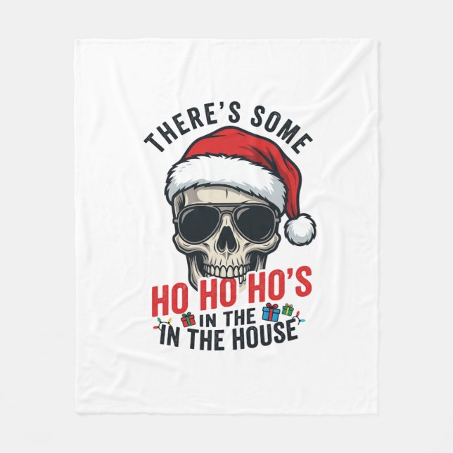 Weihnachts-Schädel Ho Ho Ho Humor Design Fleecedecke (Vorderseite)